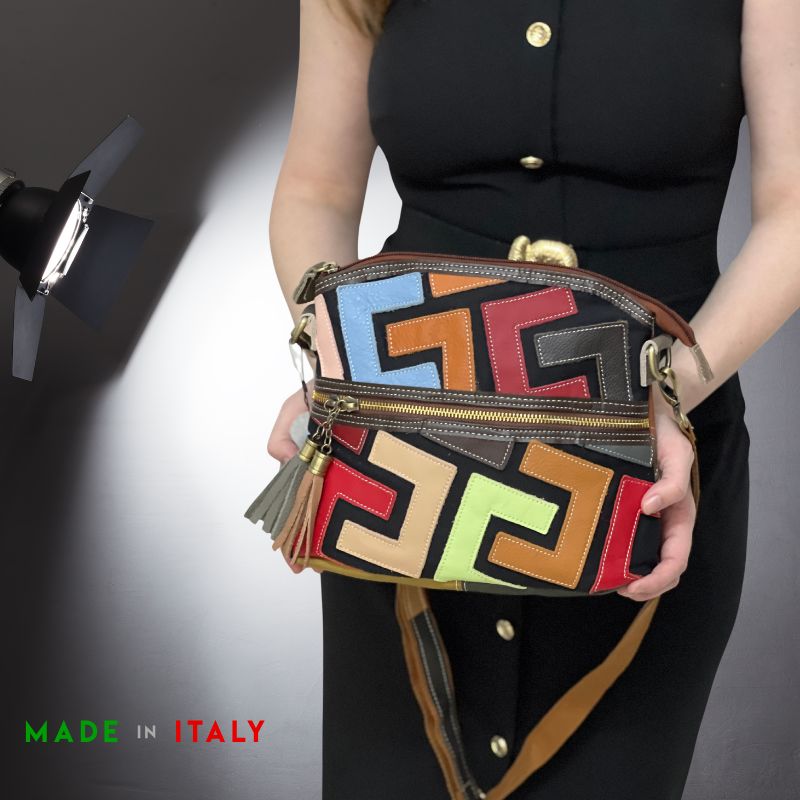 gentuta de dama multicolora din piele
